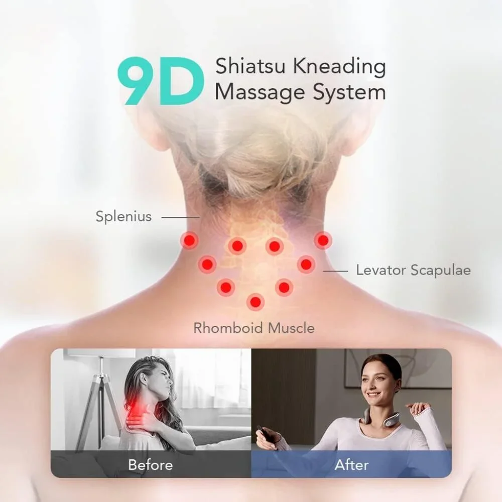 Gray Neck Massager with Heat and Multi-Mode Therapy -